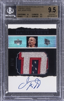 2003-04 UD "Exquisite Collection" Limited Logos #JK Jason Kidd Signed Game Used Patch Card (#61/75) – BGS GEM MINT 9.5/BGS 10 